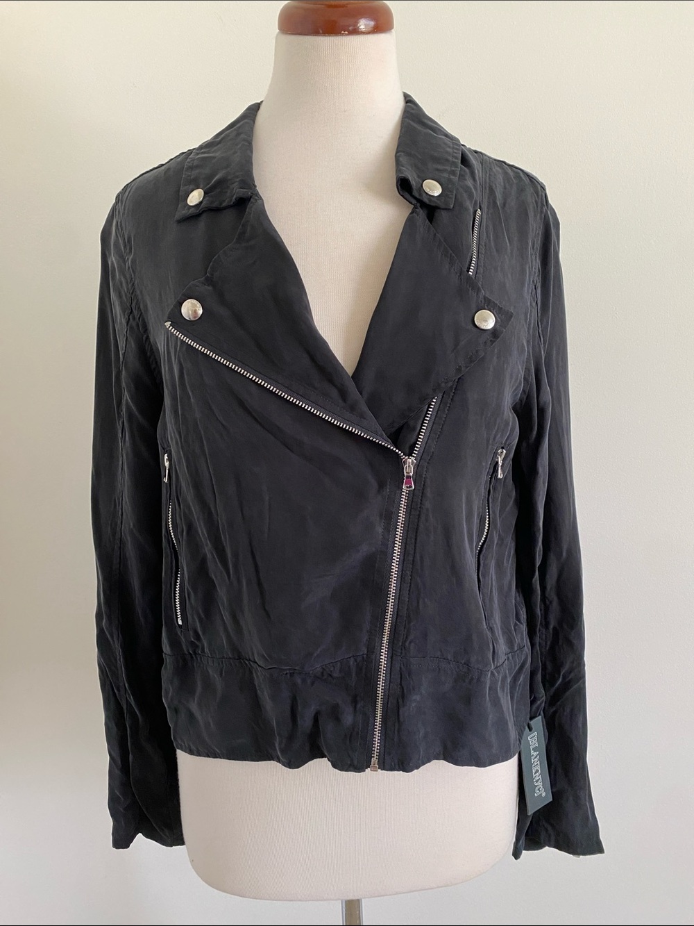 Blank NYC Black Moto Jacket Zipper Detail Size M NWT $98